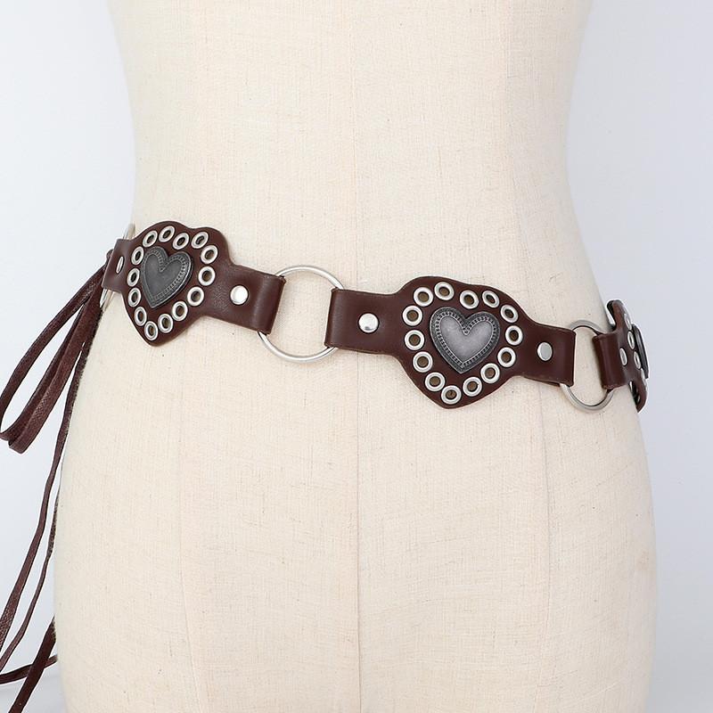 Waist Belt Bohemian For Women With Heart Decor And Gold Buckle For Wear Casual