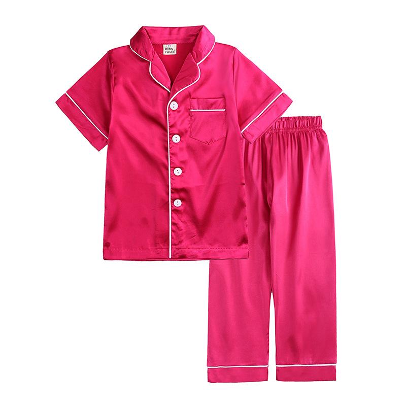Summer Children's Imitation Silk Homewear Boys' and Girls' Silk Baby Ice Silk Pajama Set
