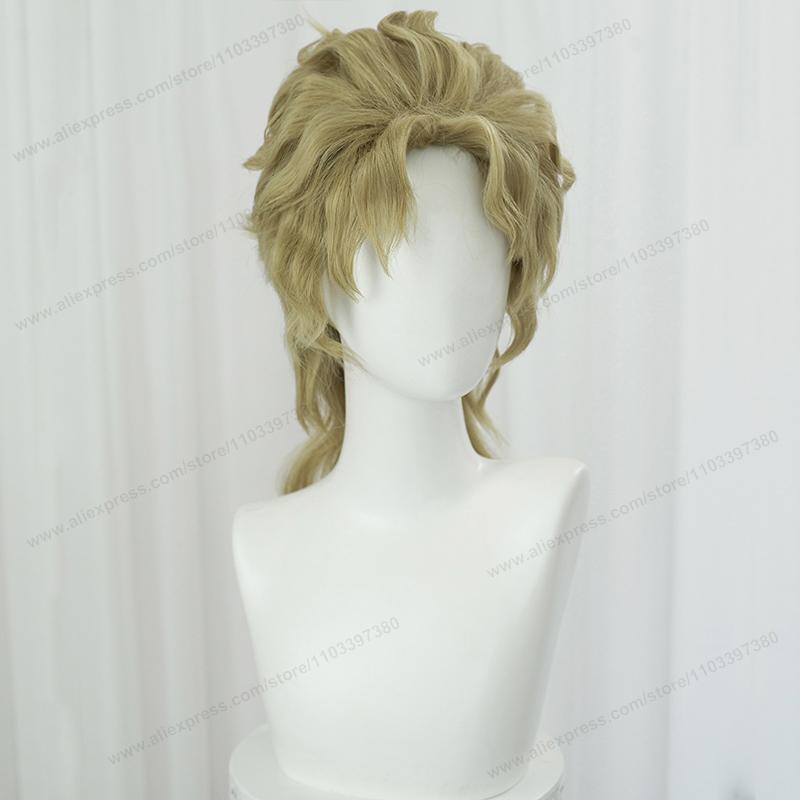 Anime Dio Brando Cosplay Pruik 40cm Mannen Korte Gouden Pruiken Hittebestendig Synthetisch Haar beige