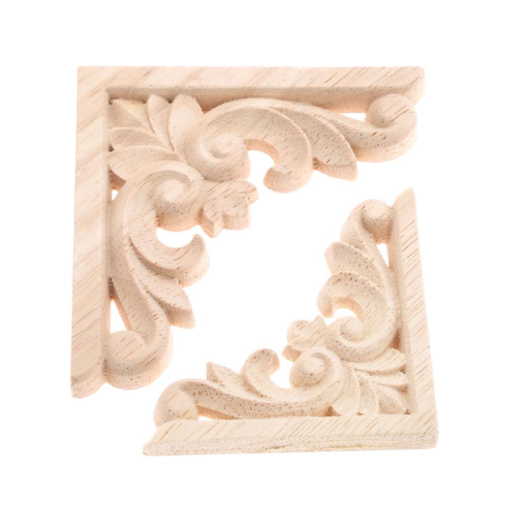 Furniture Applique 6/8CM Wood Carved Corner Onlay Unpainted Frame Decal for Wall Cabinet Door Bed Dresser Mirror Decor 4/1 PC