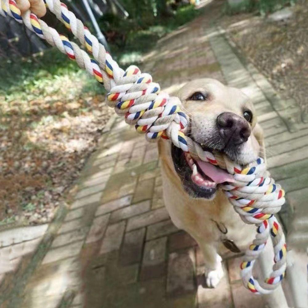 Wear Resistant Puppy Rope Knot Toy Colorful Dog Chew Toy Dogs Cotton Rope Toy  Teeth Cleaning