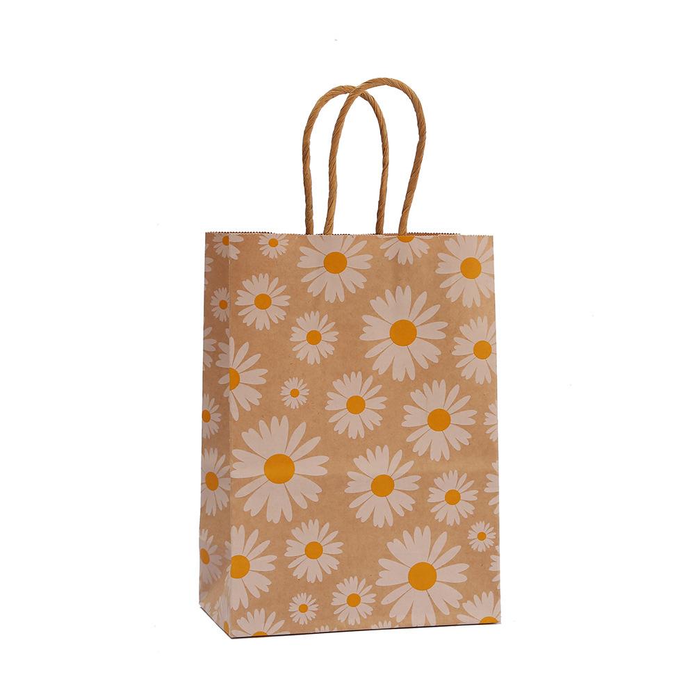 StoBag, Daisy Flower Paper Gift Tote Bags, for Birthday, party, wedding supplies, Reusable Paper, Packing Goodies, 12/30pcs
