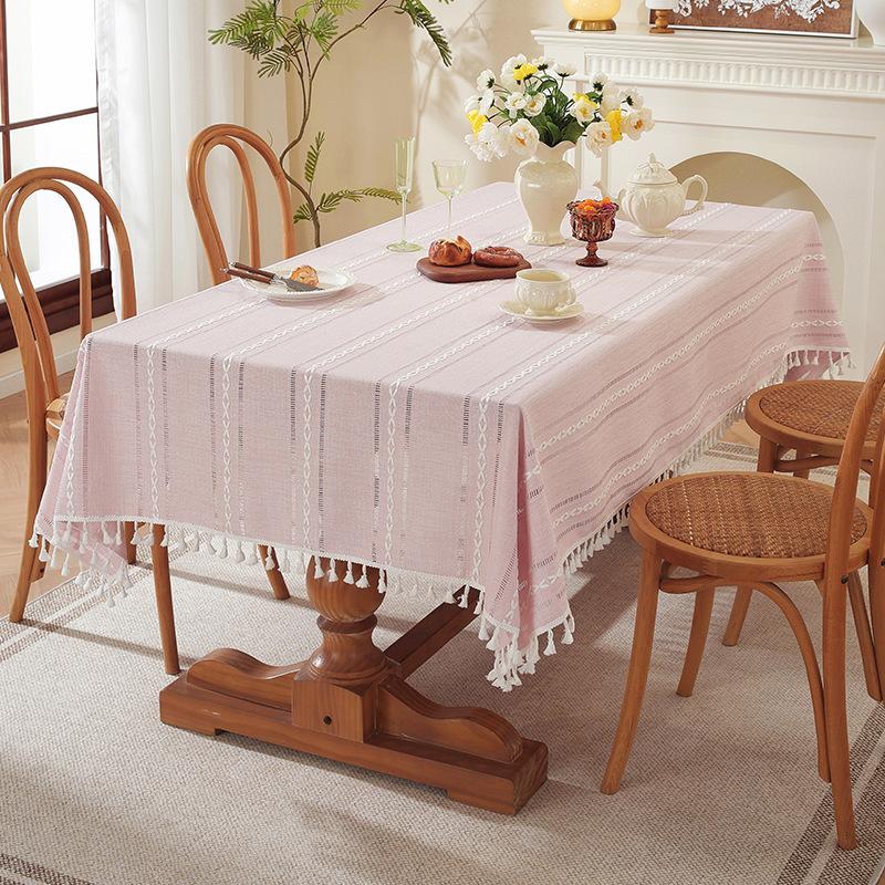 Popular Household Dining Table Tablecloth Decoration Imitation Cotton And Linen Coffee Table Towel Square Hollow Embroidered Tablecloth