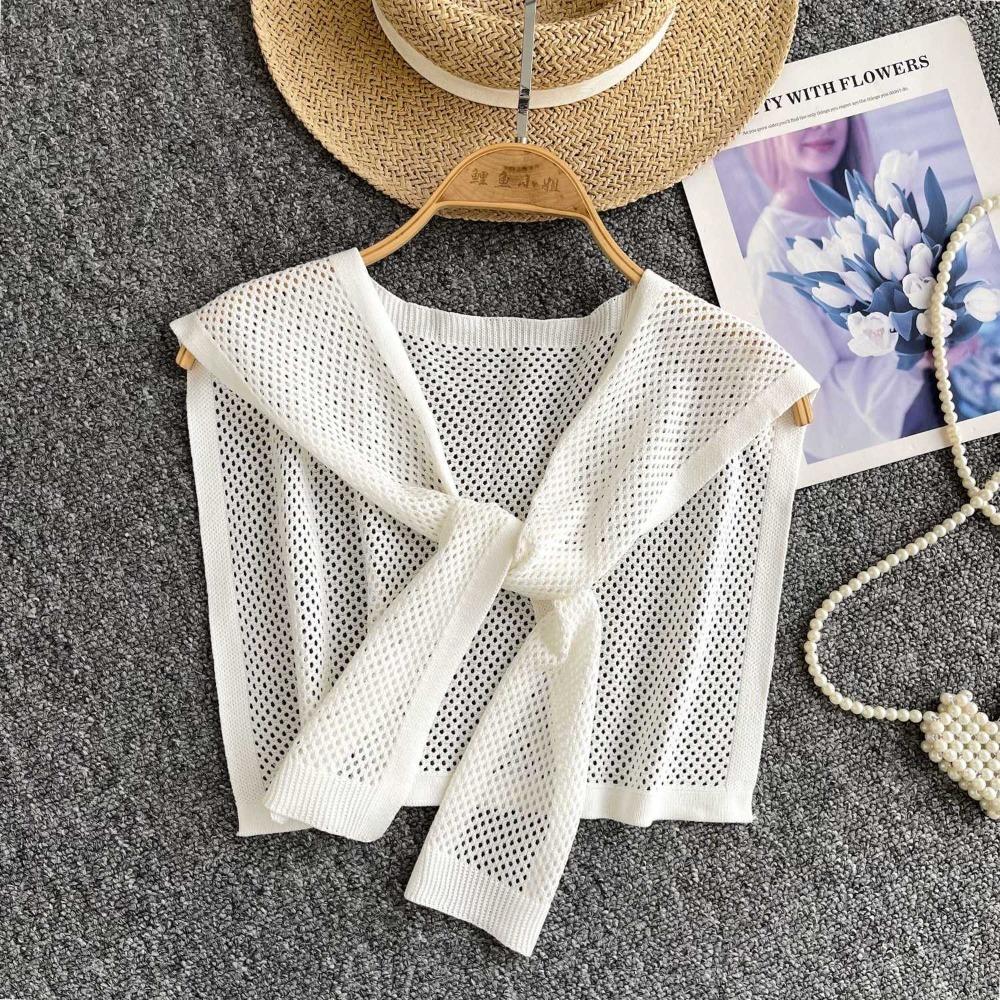 Solid Color Knitted Shawl Scarf Lightweight Sun Protection Scarf Japanese Style Shawl Wrap  Summer