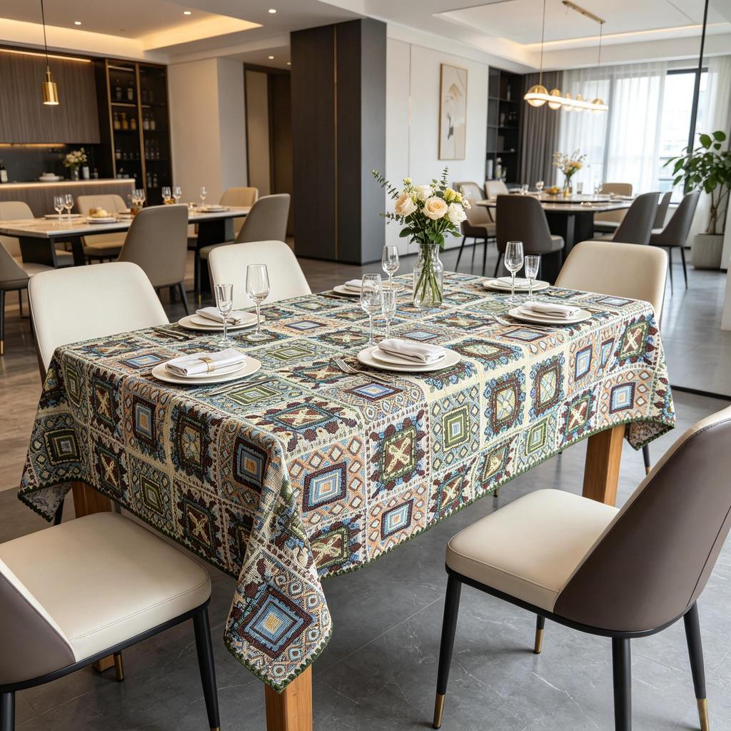 Tecido Multiuso Retangular de Algodão Macio Lavável para Mesa de Cozinha, Sala de Jantar, Festa, Casa, Uso Diário