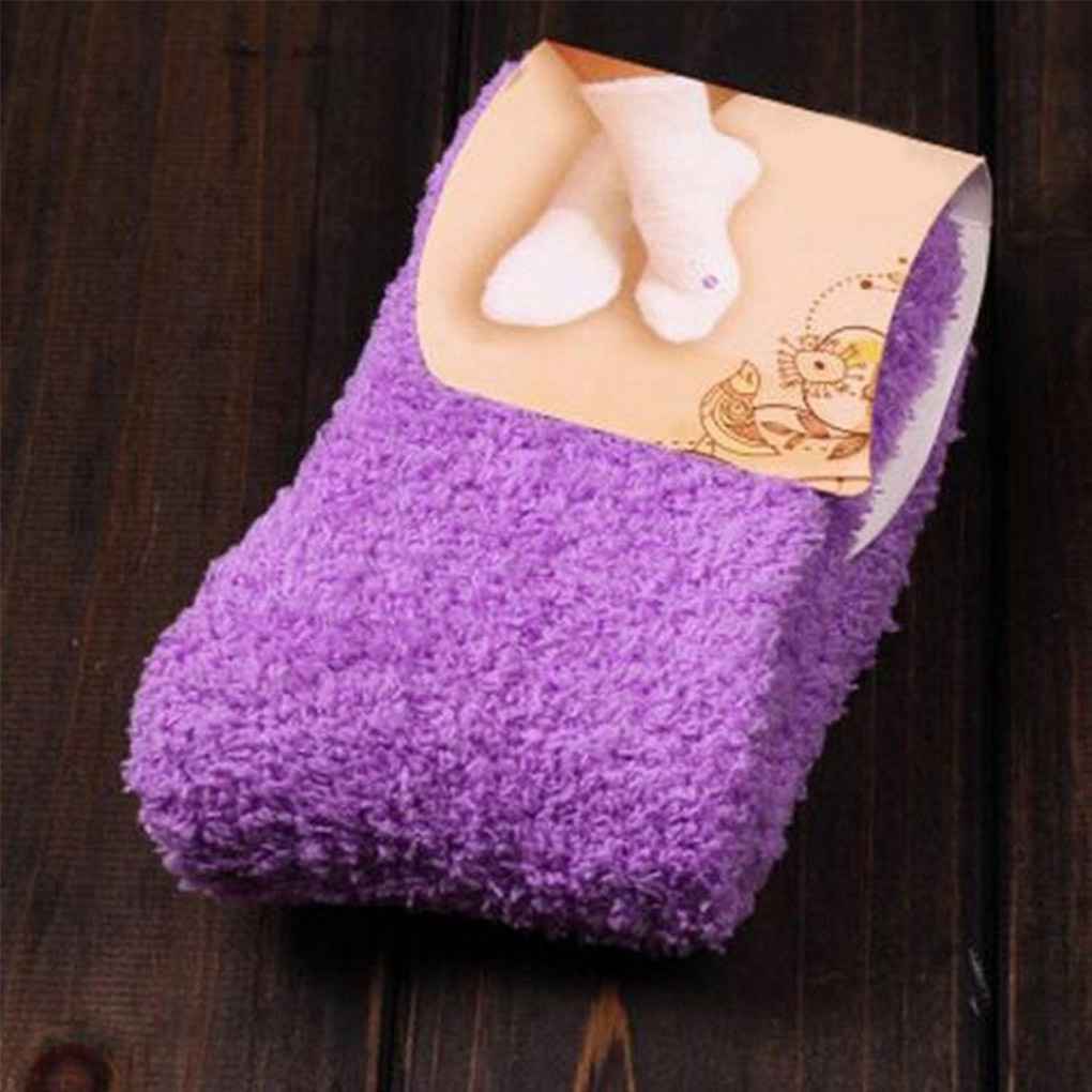Fashion Casual Home Women Girls Soft Bed Floor Socks Fluffy Warm Pure Color
