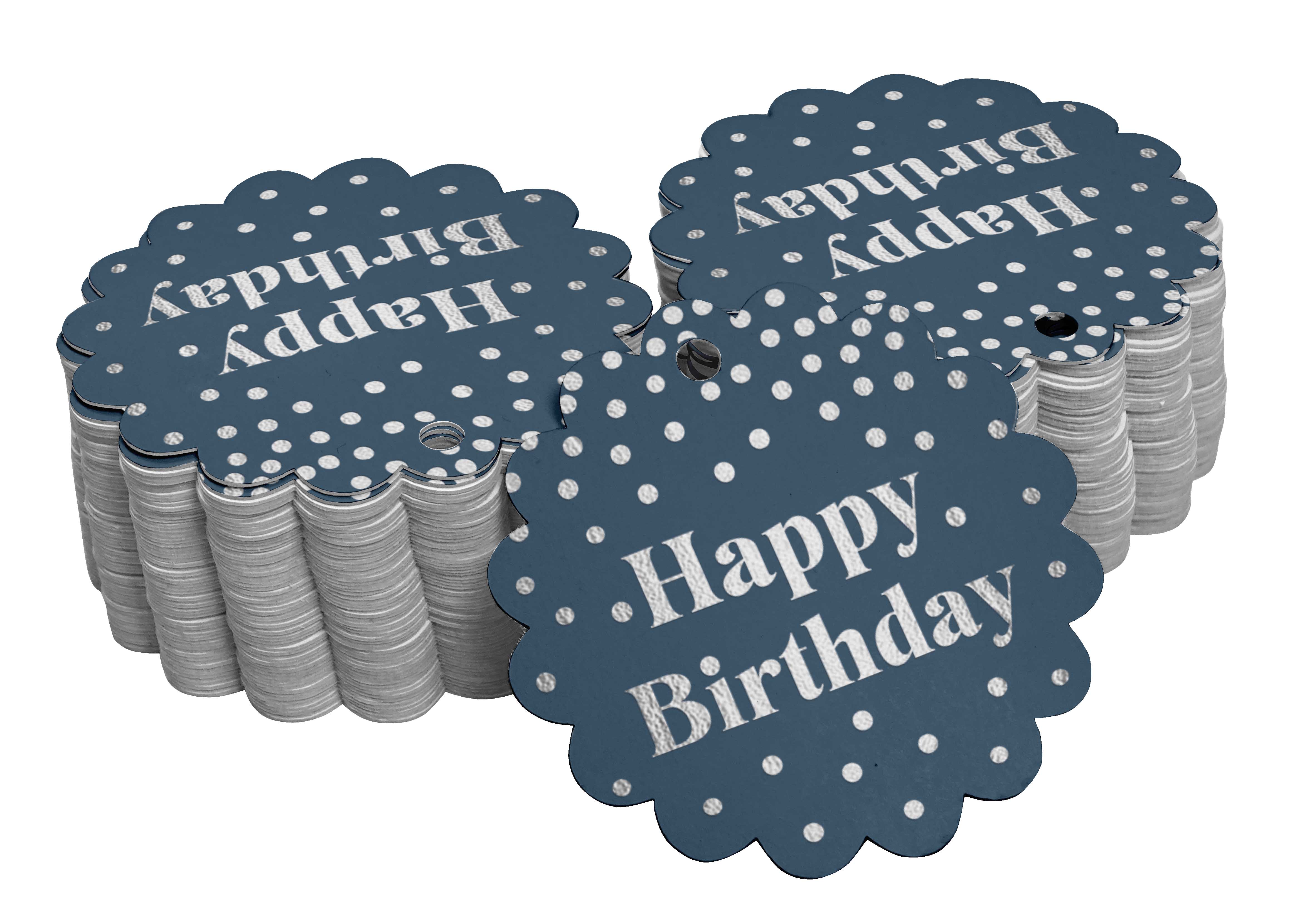 

Inkdotpot Золоті фольговані паперові бирки з днем ​​народження, 100 шт 50 Silver Foil Tags синій