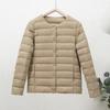 Women's Crew Neck Long Sleeve Slim Fit Lightweight Puffer Coat Short Down Jacket