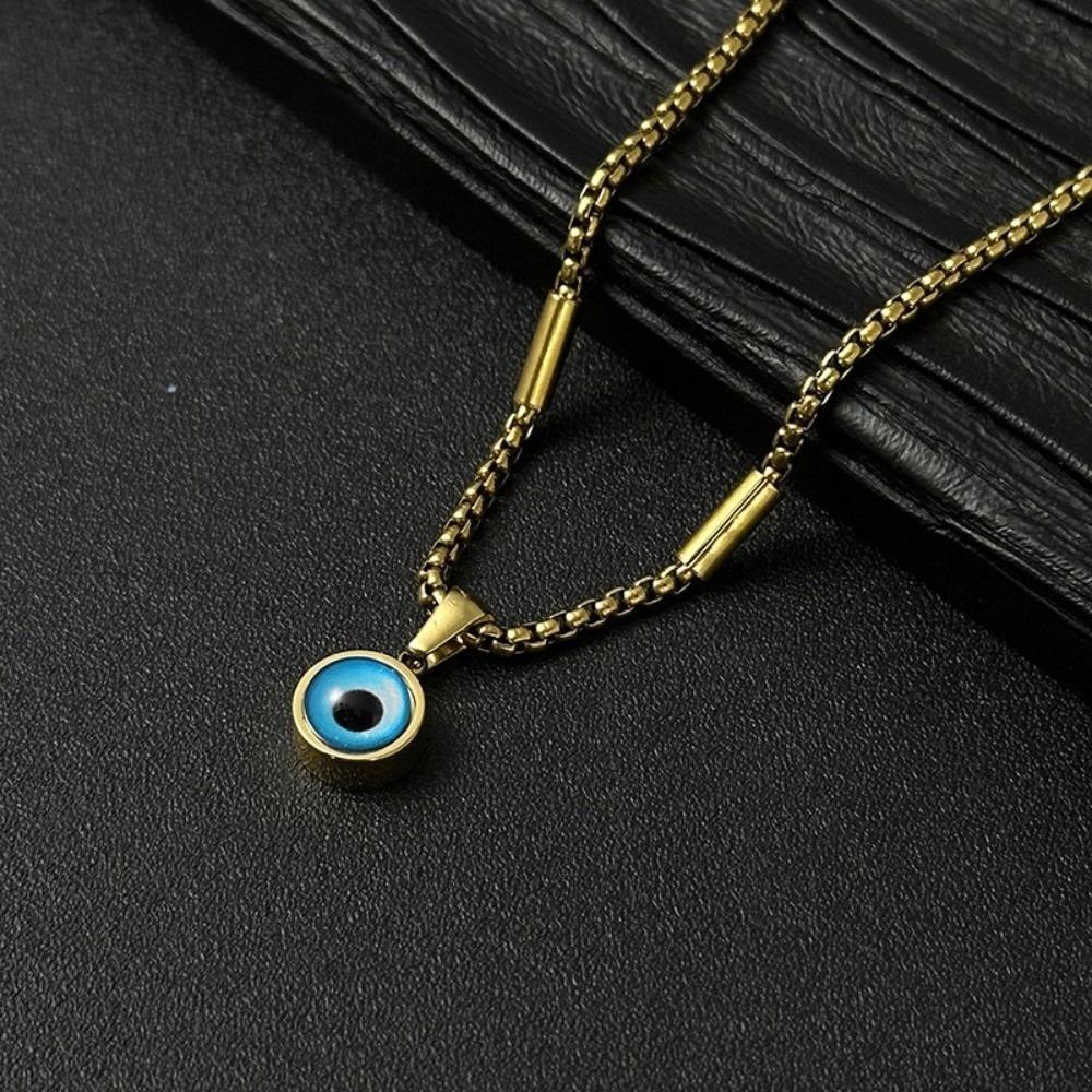 Retro Demon Eye Necklace Round Eye Pendant Chain Necklace Twisted Collarbone Choker  Gift Style A