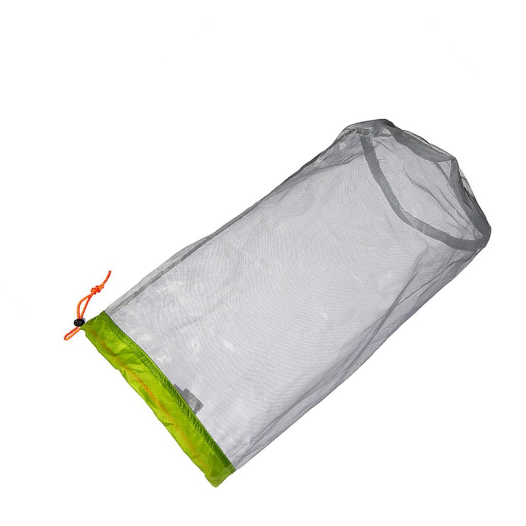 Ultraleichter Mesh-Sack mit Kordelzug für Outdoor-Reisen, Wandern, Camping, Aufbewahrungstasche(Grün L)