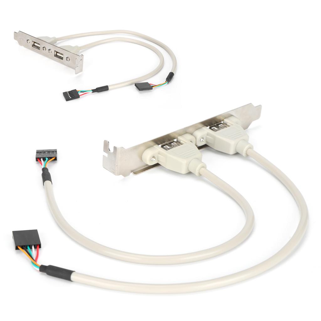 Front Panel Expansion 2 Ports USB 2.0 Plug and Play with Slot Plate Bracket Panel Cable Adapter