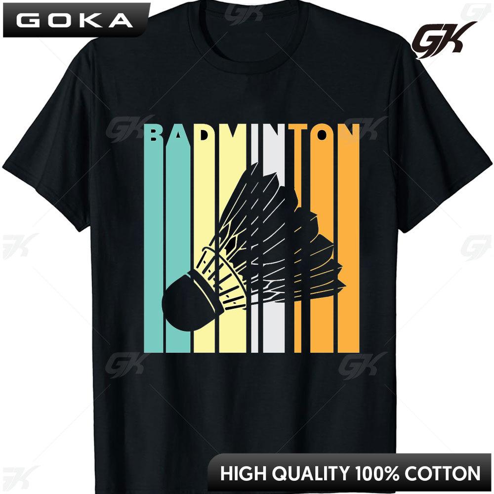 Badminton with The Shuttlecock in Retro Look TShirt Outdoor Enthusiasts Tee Tops Cotton Ventilate Vintage Men Clothing
