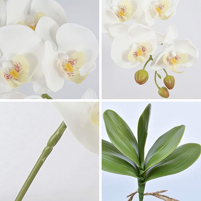 2PCS Artificial Flowers Orchid Set Real Touch 69cm Tall 9 Heads Fake Phalaenopsis Flower Vase Fillers Home Wedding Indoor Decor