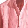 Men Shirt Striped Stand Collar Soft Long Sleeve Buttons Blouse for Dating