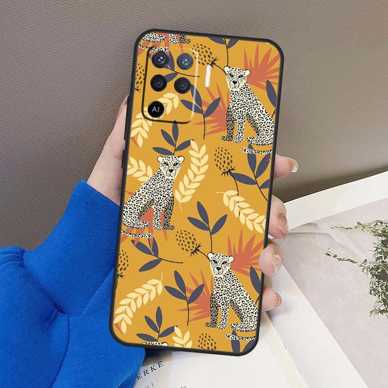 Tigers Leopards Tropical Leaves Case For Oppo A94 A74 A54 A80 A60 A40 A18 A38 A58 A78 A98 A96 A76 A16 A15 A17 A57 A77 A5 Pro