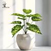 Nordic Style Mint Leaf Artificial Bonsai - Floor Standing Fake Plant for Indoor Decor and Living Room Ornament.