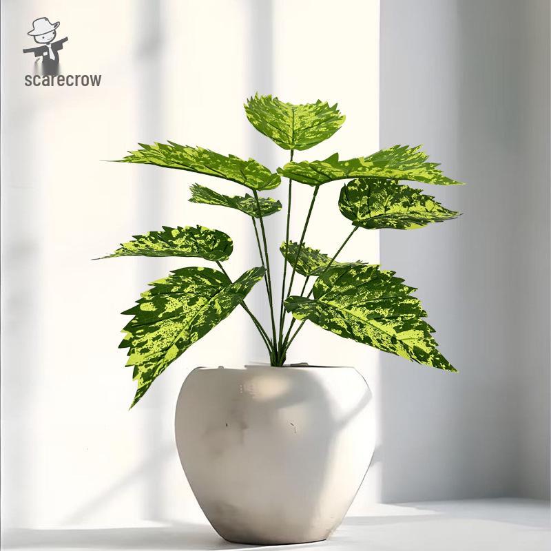 Nordic Style Mint Leaf Artificial Bonsai - Floor Standing Fake Plant for Indoor Decor and Living Room Ornament.