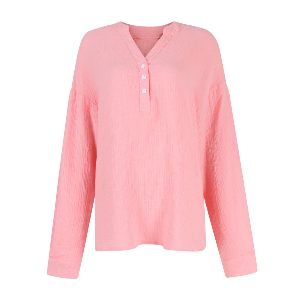 Thin Solid Color Pleated New Loose Casual Style Women's Tops