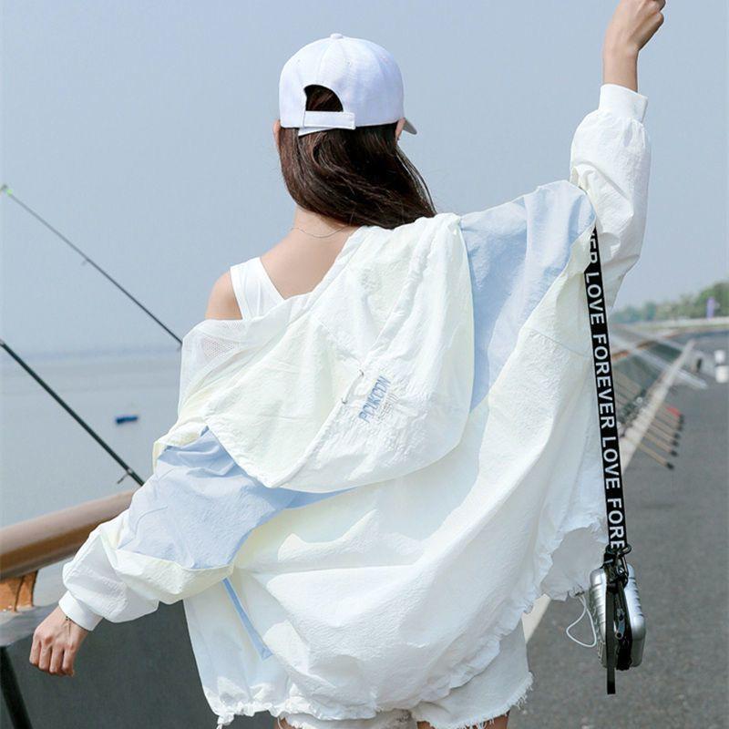 

Летняя одежда для защиты от солнца Женская Студенческая Корейский стиль Свободная С длинным рукавом Легкая Солнцезащитная куртка Модная XL