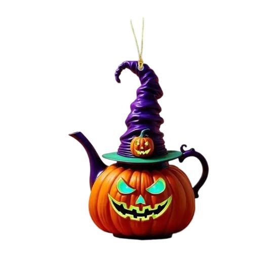 Automobile Pendant Lightweight Acrylic Rearview Mirror Decoration 2D Pumpkin Design Safety Anti-Blocking Cat Pendant