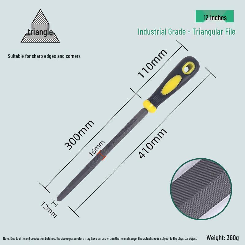 Half-Round Triangle Flat Steel File Set for Woodworking & Metal Grinding, Coarse/Medium/Fine Teeth