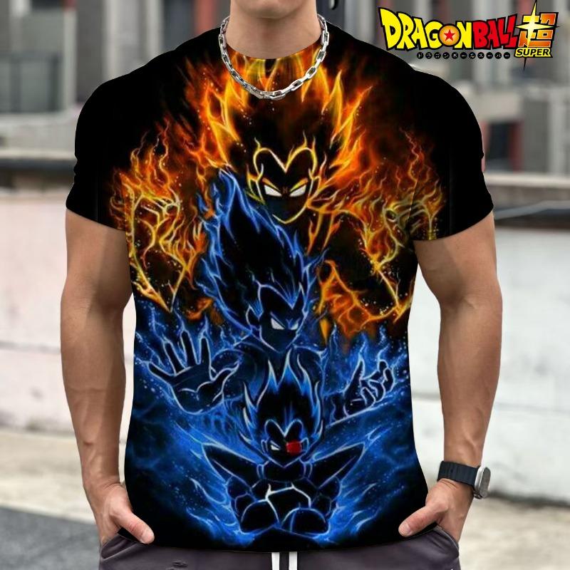 2026 Summer Dragon Ball Retro Fitness T-shirt Men s Oversized 3D Printed Short-sleeved Family S