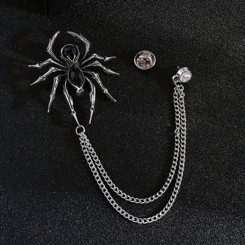 Fashion Versatile Spider Brooch Exaggerated Design Zircon Brooches  Shirt Collar