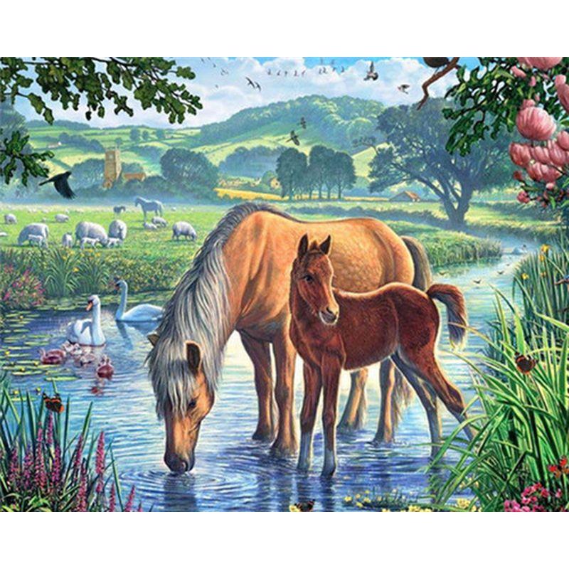 5D Diamond Painting Animals Cross Stitch Full Round Drill Painting Embroidery Craft Home Decor