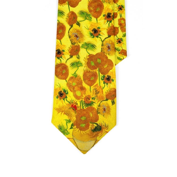 Fashionable Vintage  Oil Painting Print Tie For Men and Women Silk Fabric Comfortable Long Tie 13 Unique Patterns