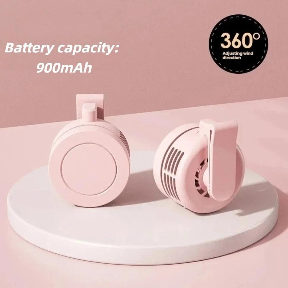 

Small Size Wearable Neck Fan Ultra Quiet Portable Hanging Fan Personal Cooling Fan Outdoor Travel рожевий