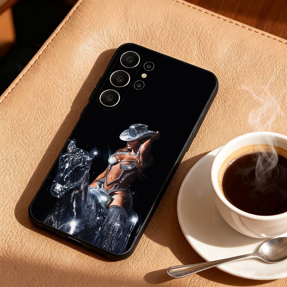 Singer B-Beyonce Cowboy Carter Phone Case For Samsung S25,24,23,22,30,21,10,9,Ultra,Plus,Lite,FE Soft Black Case