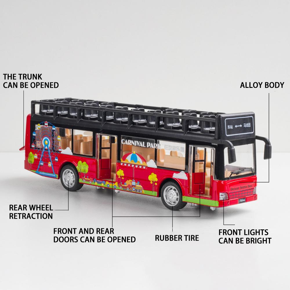 1/50 Scale Υπαίθριο Tour Bus Diecast Car Model Toy, Pull Back Toy Vehicle with Sound and Light for Kids Toddler Boys Girls Gift Collection