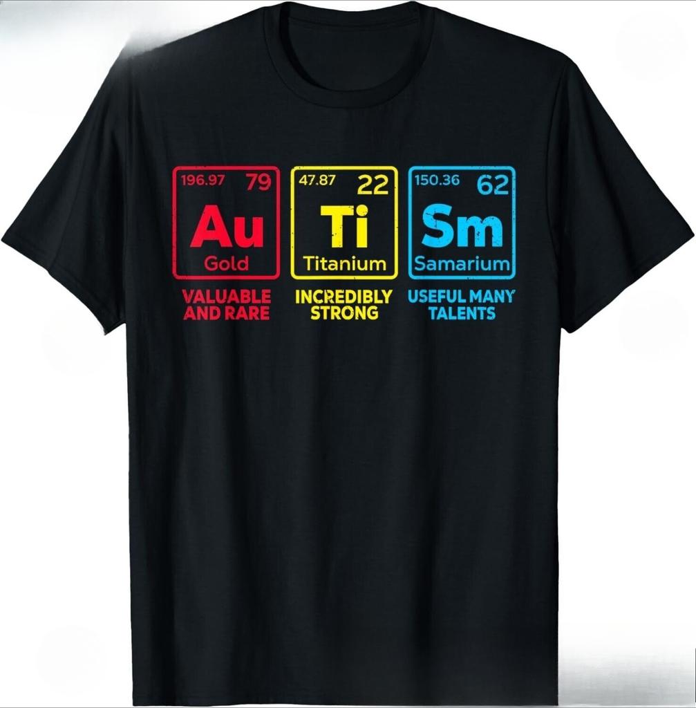 Autism Awareness Women Unisex Kids Mom EleUnisexts Periodic Table TShirt Comfy Fresh Tshirts Bold Aesthetic Casual TShirt Harajuku