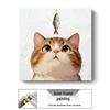 Modern Minimalist Kitten Cartoon Decorative Canvas for Living Room & Restaurant Wall Hanging
