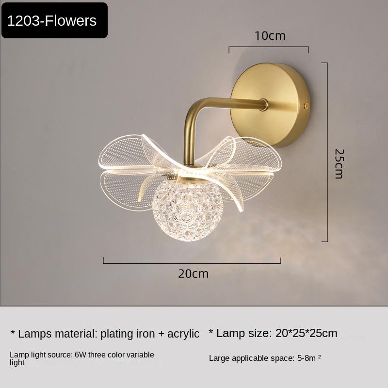 Flower Creative Acrylic Led Wall Lamp Light Luxury Simple Bedroom Bedside Wall Lamp Living Room TV Lamp Wall Decor Light
