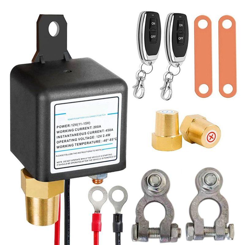 Portable 12V 200A Wireless Remote Control Disconnect Cut Off Isolator Switch Remote Control Switch Car Kill Switch 2