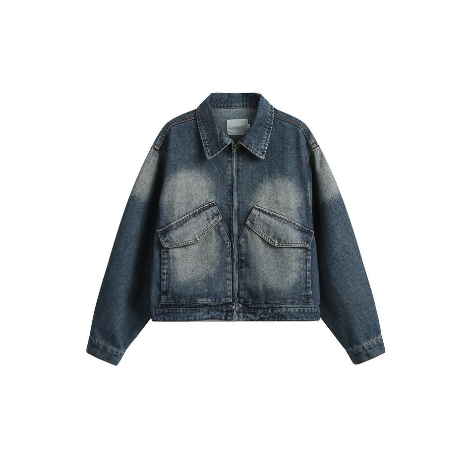 American Cleanfit Retro Loose Washed Denim Lapel Workwear Jacket for Men - RW94 Large