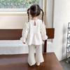 2026 Spring Floral Doll Shirt & Korean-Style Two-Piece Set for Infant and Toddler Girls
