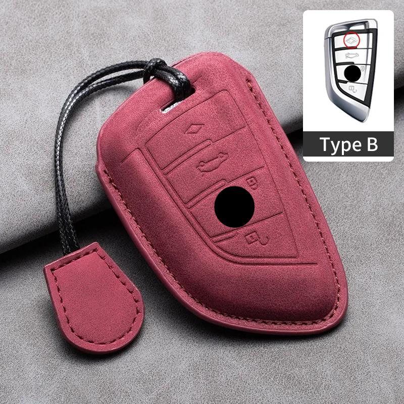 Leather Car Remote Key Case Cover for Bmw F20 G20 G30 X1 X3 X4 X5 G05 X6 X7 G11 F15 F16 G01 G02 F48 1 2 3 4 5 6 7 Series