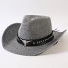 Popular sombrero de vaquero occidental clásico tejido de paja europeo y americano para hombres y mujeres, sombrero de copa tejido de moda para exteriores, estilo OL
