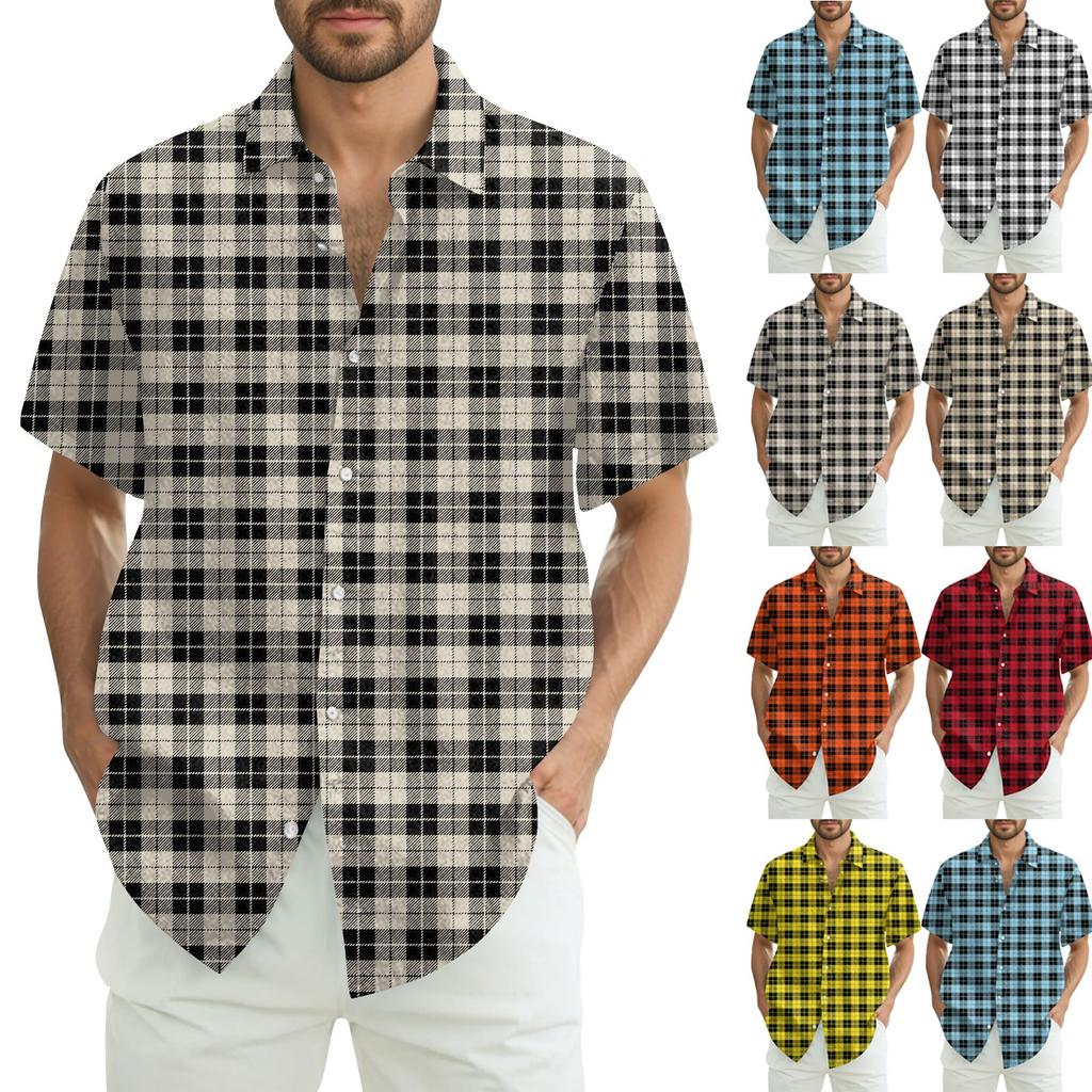 Men's Fashion Casual Loose Hawaiian Print Short-sleeved Shirt