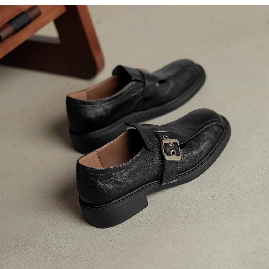 Keep version~ Niche designer loafers British small leather shoes New one-pedal heightening soft leather women's shoes single shoes