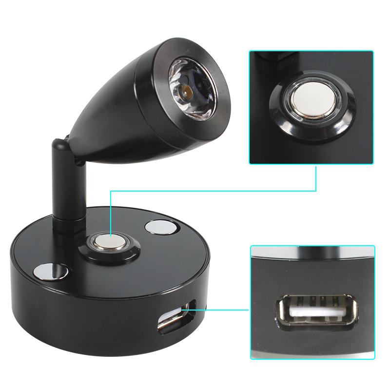 IRV DC12V 24V USB Touch Switch Small Spotlight With Warm Light 2W RV LED Reading Lamp For RV Caravan Camper Trailer Yacht