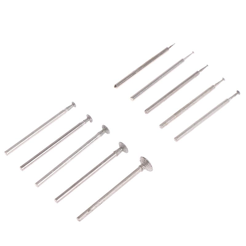 10Pcs Diamond Grinding Head Stone Jade Carving Polishing Engraving Tools 2.35Mm