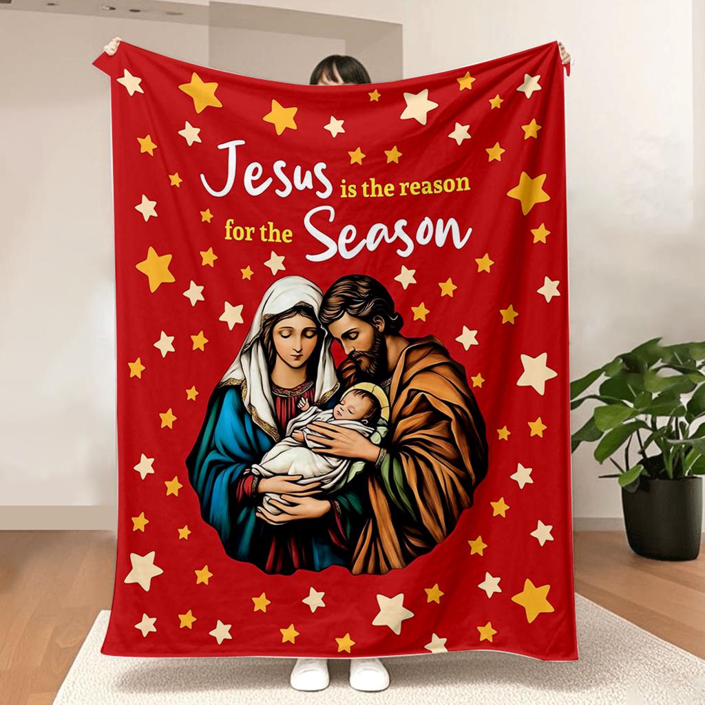 Christmas Blanket Nativity Christian Religious Decorations Jesus is The Reason for The Season for Home Sofa Couch and Bed