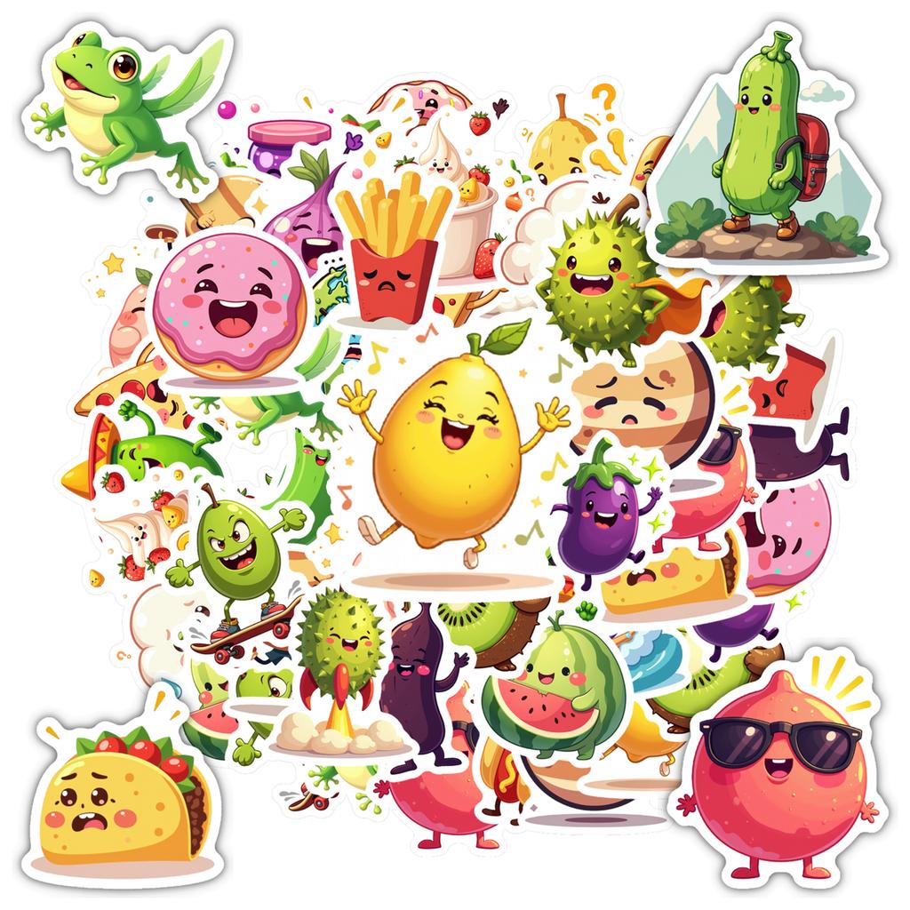 Cartoon Cute Characters Decals Playful Fruit Teacher Reward Stickers Funny Stickers For Fridge Suitcase