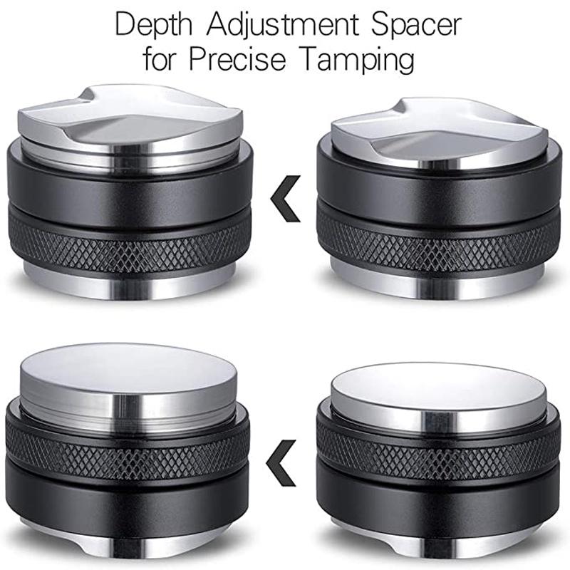 51/53/58MM Dual-Head Adjustable Distributor, Tamper Coffee Espresso Tampers for 51/54/58mm Potafilter