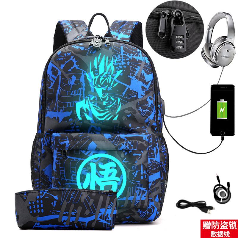 Usb Large Capacity Leisure Travel Backpack Animation Printing Luminous Schoolbag Student Pencil Case