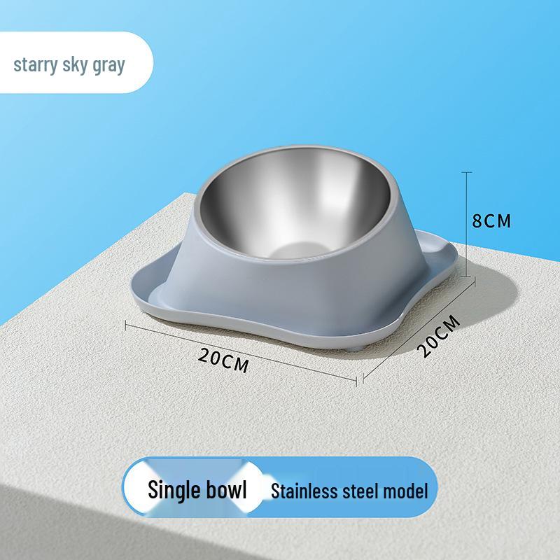 Stainless Steel Anti-Tip Cat & Dog Bowl Set - Large Capacity, Leak-Proof, Double Bowl Design