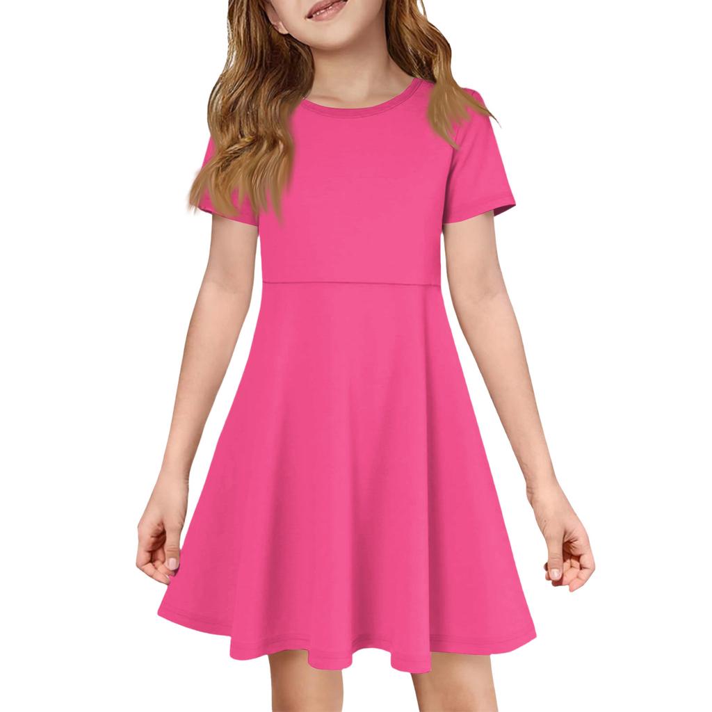 Girl Summer Dress Color & Print Short Sleeve Dress With Pocket Casual Dress Shorts Sleeve Party Dress Easter Day